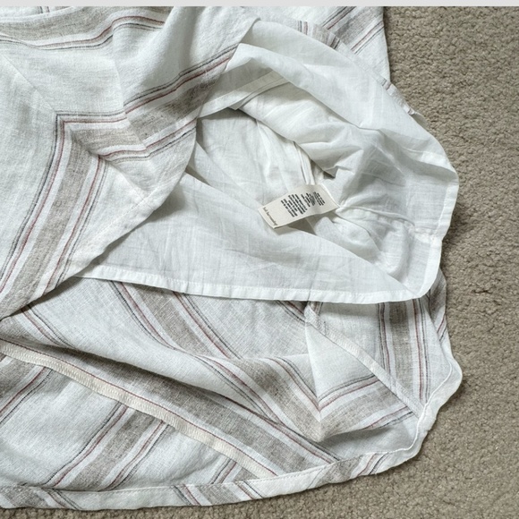 Soft Surroundings Petite Equinox Dress Striped Linen Knee Length Neutral White - Picture 12 of 14